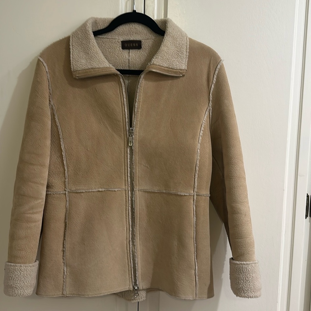 GUESS suede/sherpa coat size small